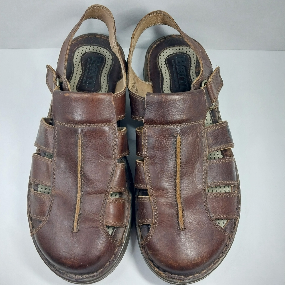 Born Sandals Mens 13 M Brown Leather Fisherman Comfort Slingback Adjustable - Picture 3 of 15